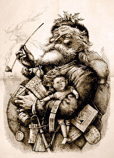 Thomas Nast'ın 1888 yılında Clement Clarke Moore'un şiirinden esinlenerek yaptığı Noel Baba çizimi.