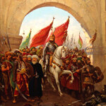 Faust Zonaro'nun en bilindik resimlerinden: II. Mehmed'in İstanbul'a Girişi. II. Abdülhamid devrinde saray ressamlığı yapmış olan Zonaro, 1885 tarihli bu resimde kendisini padişahın sol yanında bir yeniçeri olarak resmetmiştir. Eser, günümüzde Dolmabahçe Saray'ndaki Milli Saraylar Resim Müzesi'nde konumlanmaktadır. Fatih Sultan Mehmet'in İstanbul'un kapılarından girişi-Faust Zonaro