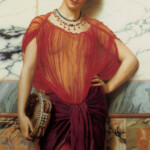 John William Godward - Drusilla (1906) Neoklasik üsluptaki resim, 133.5cm x 82.5cm boyutlarında olup, özel koleksiyonda konumlanmaktadır. John William Godward - Drusilla (1906)